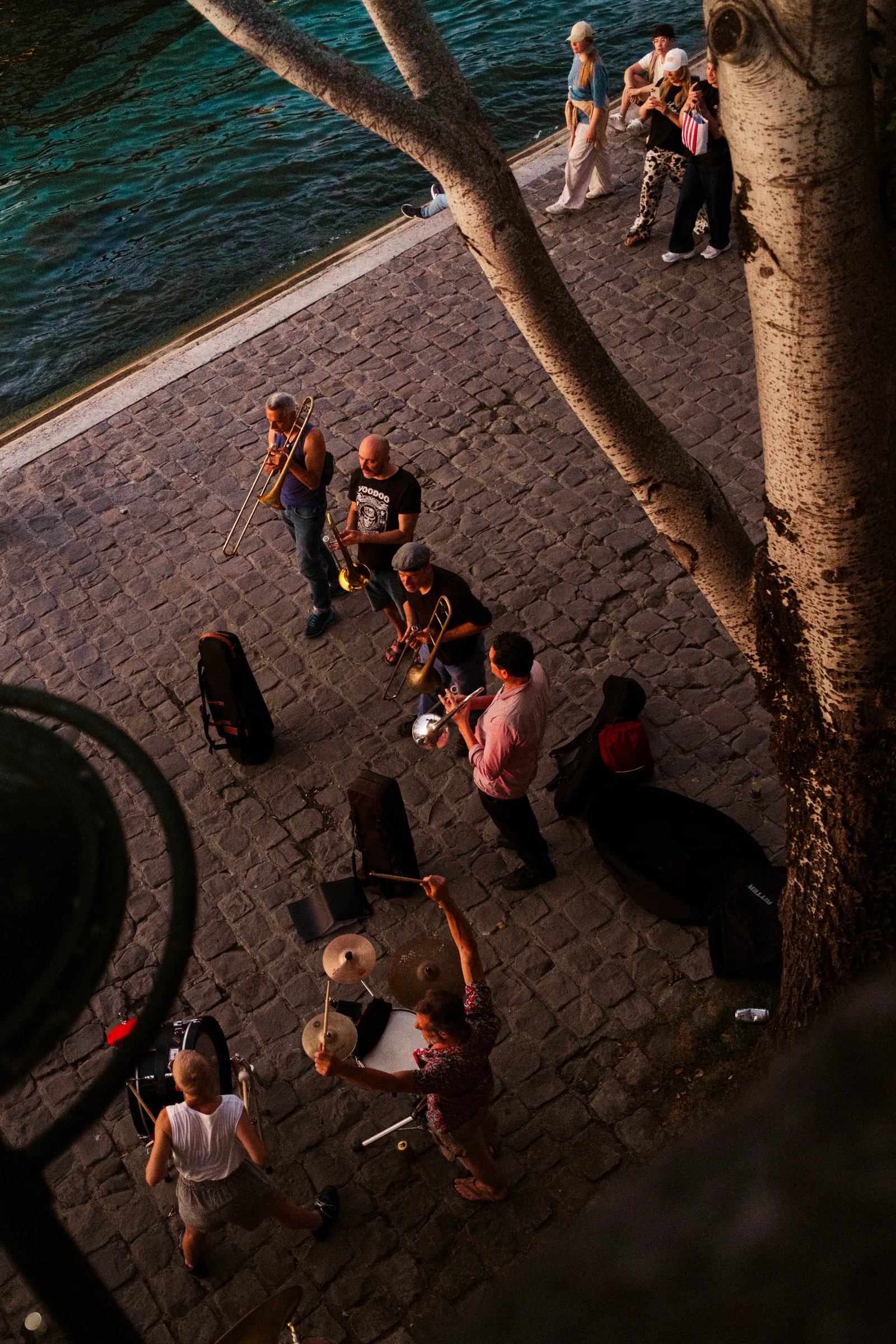 Band on the Seine, Paris, photographed by Campbell Jensen