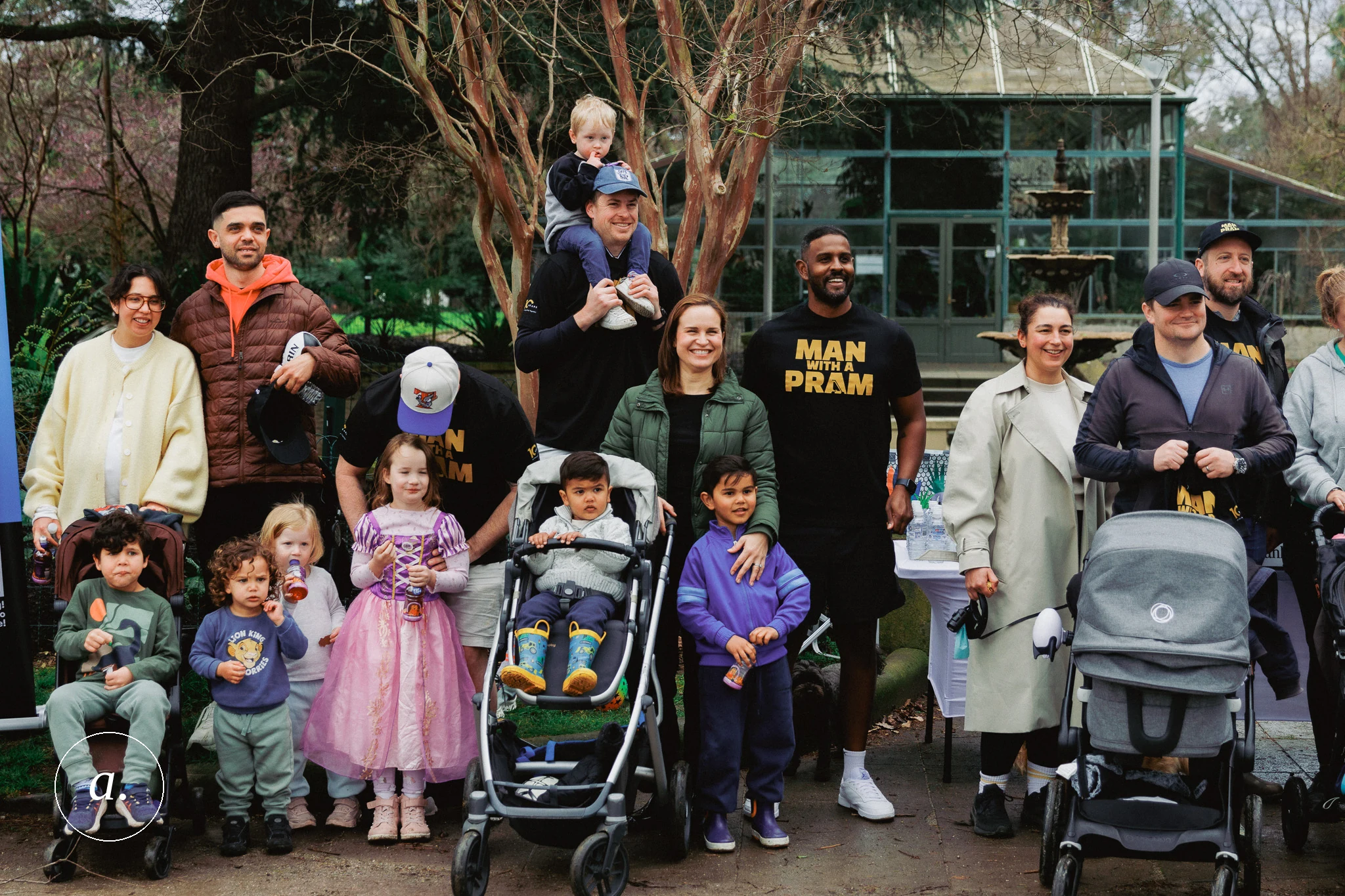 Families walking the Man with a Pram community route, Central Park, Malvern, photographed by Campbell Jensen
